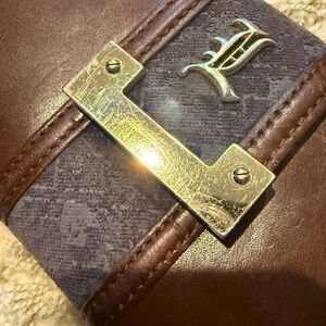 L.A.M.B by Gwen Stefani vintage - Monogram brown leather wallet GUC w coinsnap